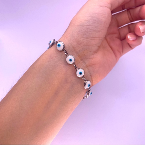 Evil Eye Resin 925 Silver Bracelet - Picture 5 of 7